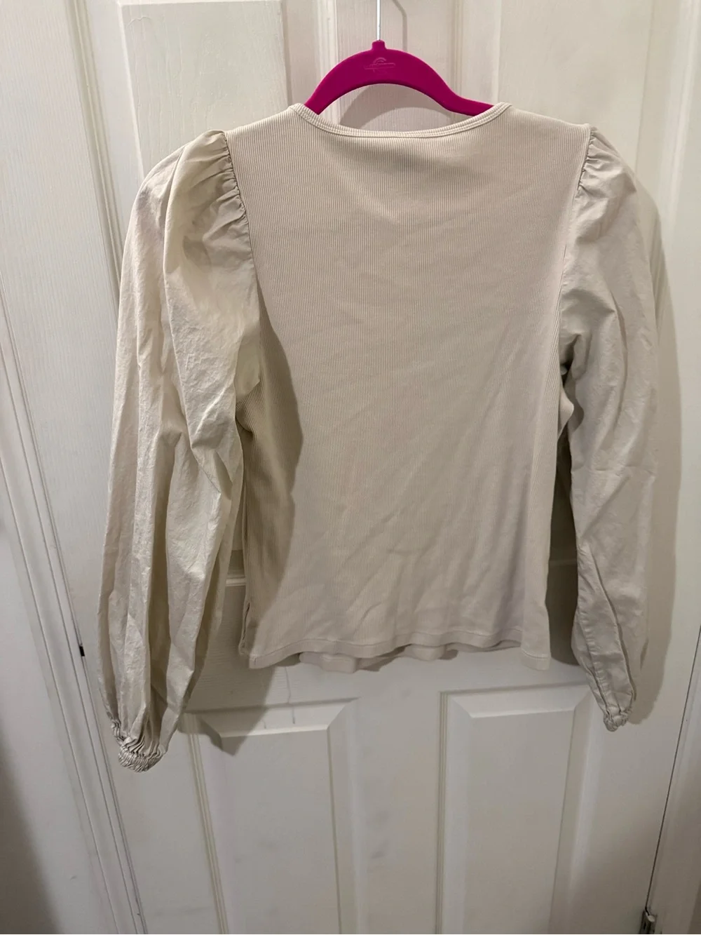 Old Navy Cream Scoop Neck Puff Sleeve Top
